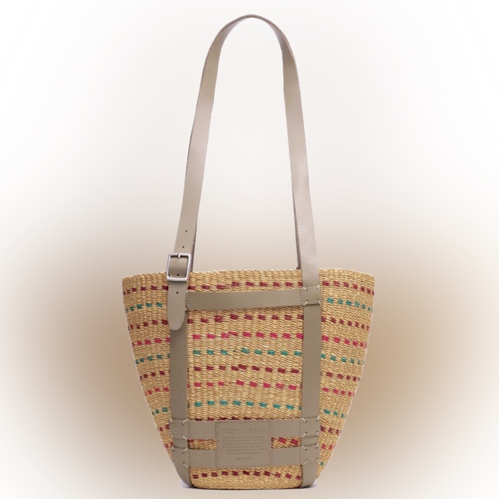 Rag & Bone x AAKS Collaboration Tote Bag Caged Leather Straps Logo Patch